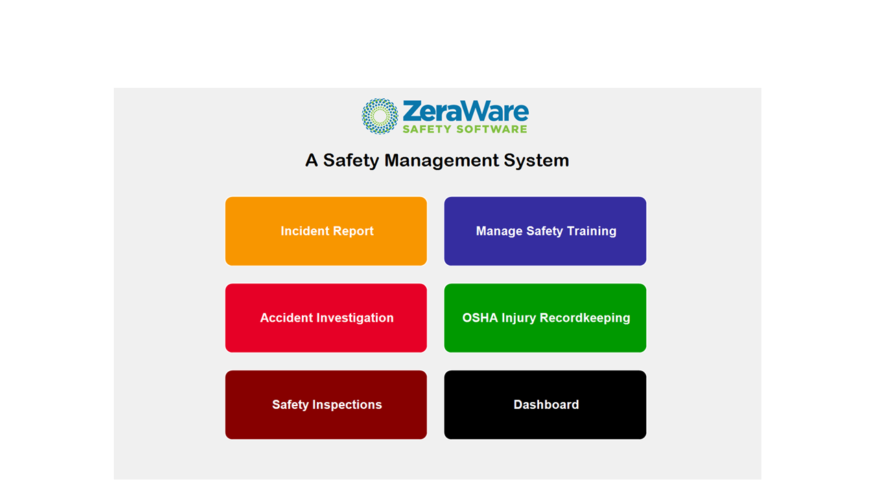 screenshot of ZeraWare Safety Software